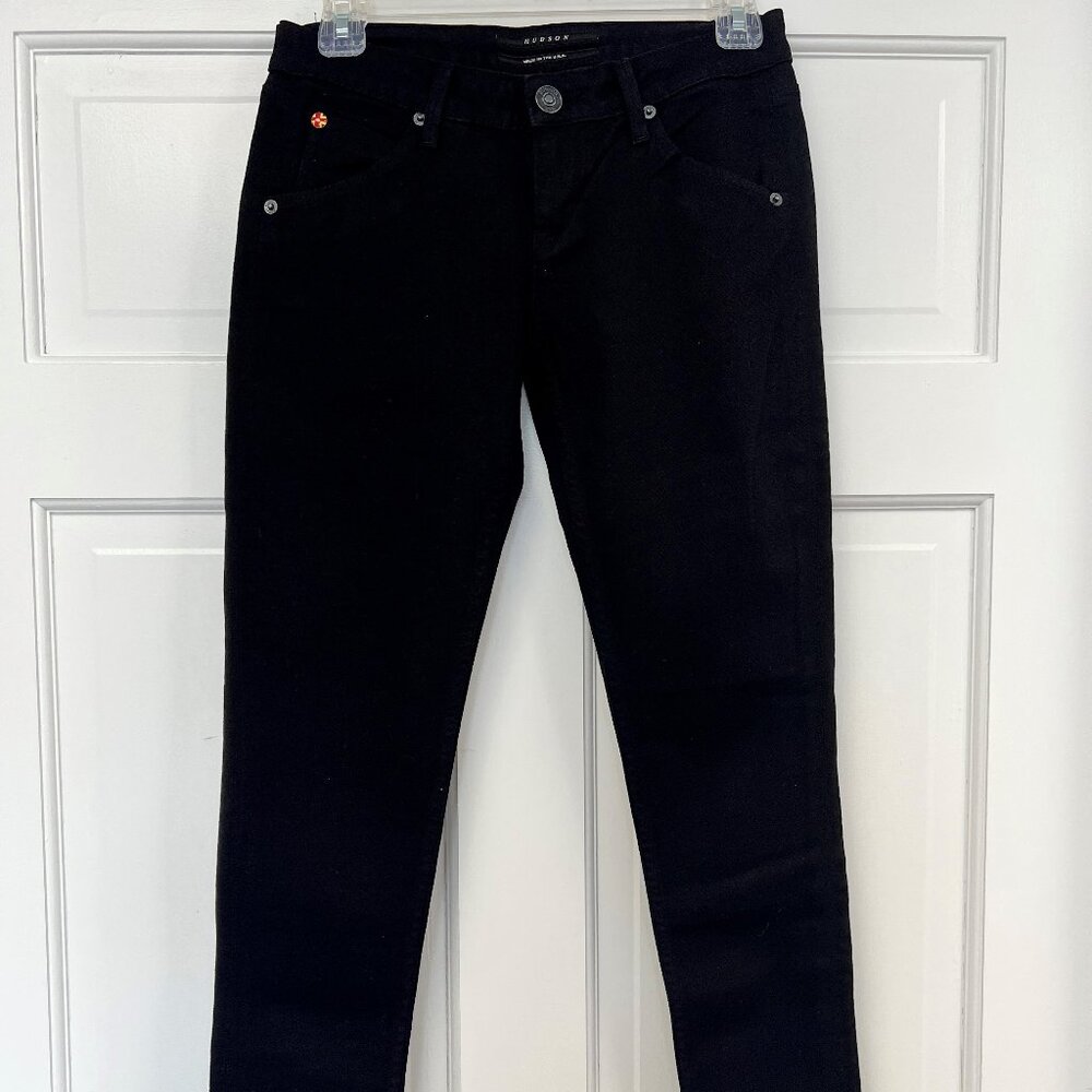Hudson Black Denim Cropped Skinny Jeans W428DCL